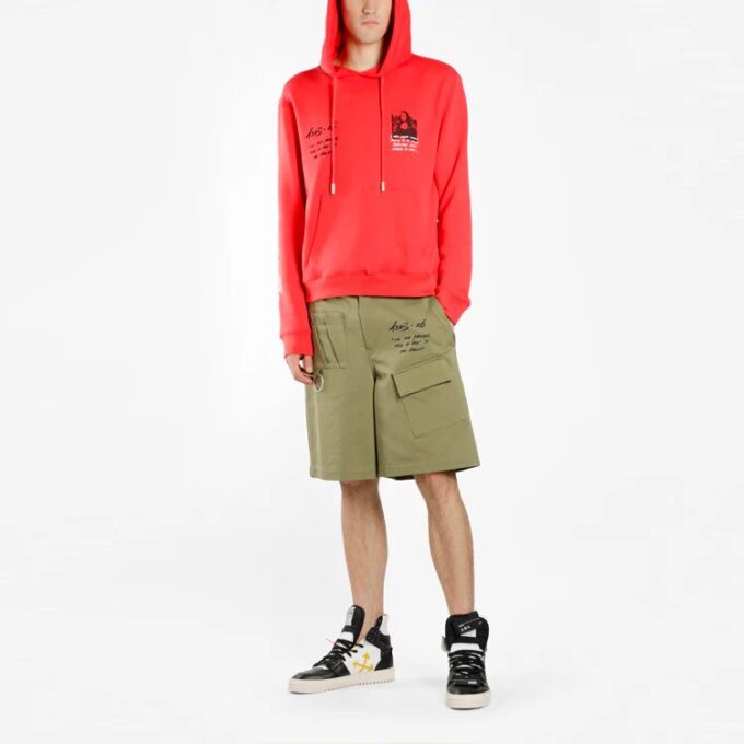 Off-White Men’ s Mona Lisa Printing Loose Fit Red