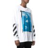 Off-White Men’ s Mona Lisa Printing Round Neck Long Sleeves Loose Fit White T-Shirt