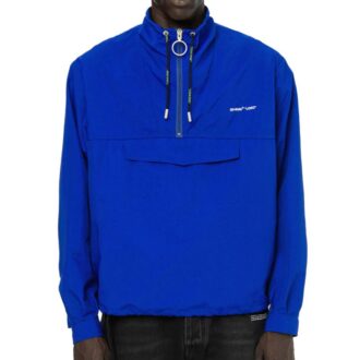 Off-White Men’ s Nylon Drawstring Alphabet Logo Sports Pullover Jacket Blue