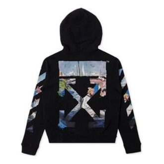 Off-White Men’ s Painting Printing Arrow Pattern Zipper Classic Black