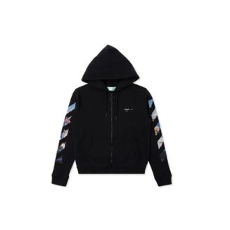 Off-White Men’ s Painting Printing Arrow Pattern Zipper Classic Black