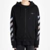 Off-White Men’ s Painting Printing Arrow Pattern Zipper Classic Black