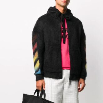 Off-White Men’ s Pattern Hooded Jacket Black
