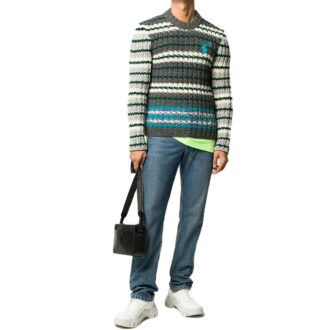 Off-White Men’ s Pattern Loose Knit Gray