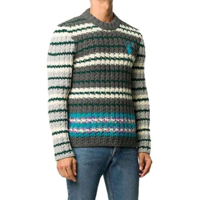 Off-White Men’ s Pattern Loose Knit Gray
