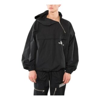 Off-White Men’ s Pattern Printing Diagonal Zipper Loose Fit Black