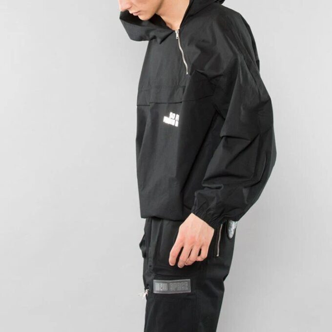 Off-White Men’ s Pattern Printing Diagonal Zipper Loose Fit Black