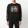 Off-White Men’ s Pattern Printing Round Neck Long Sleeves Black