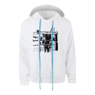 Off-White Men’ s Printed Logo Arrow Hooded Long Sleeves White