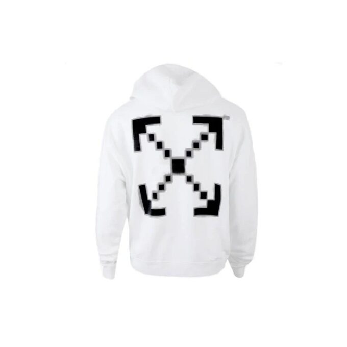 Off-White Men’ s Printed Logo Arrow Hooded Long Sleeves White