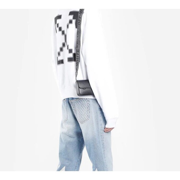 Off-White Men’ s Printed Logo Arrow Hooded Long Sleeves White