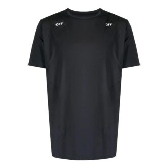 Off-White Men’ s Printing Arrow Pattern Round Neck Short Sleeve Black T-Shirt