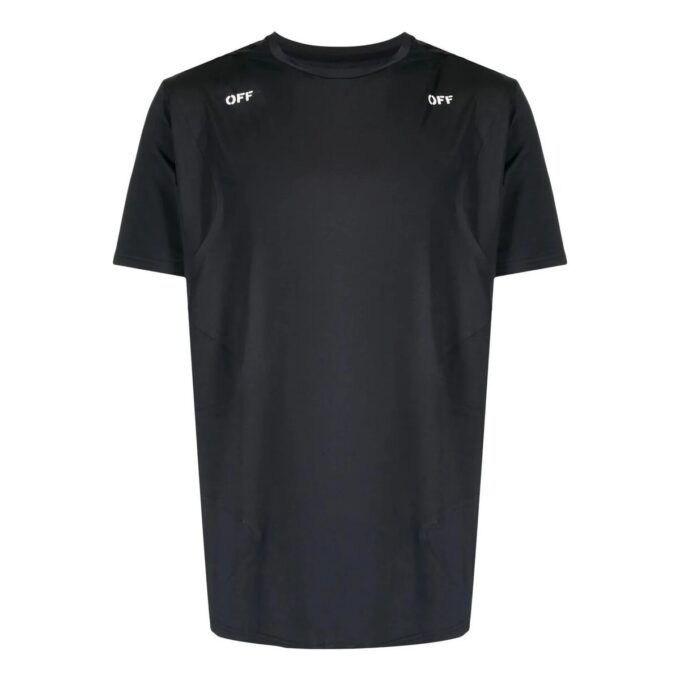 Off-White Men’ s Printing Arrow Pattern Round Neck Short Sleeve Black T-Shirt