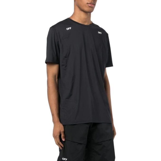 Off-White Men’ s Printing Arrow Pattern Round Neck Short Sleeve Black T-Shirt