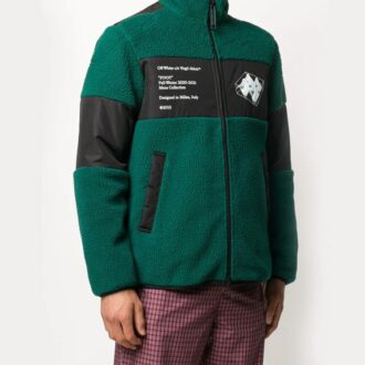 Off-White Men’ s Printing Fleece Jacket Green