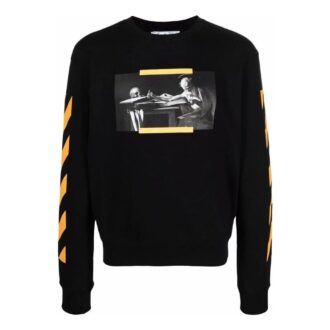 Off-White Men’ s Printing Round Neck Long Sleeves Version Black