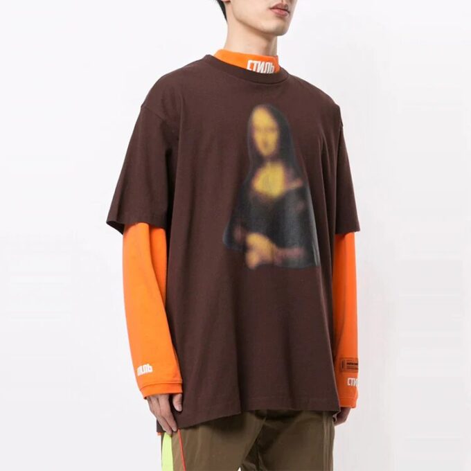 Off-White Men’ s Printing Short Sleeve Brown T-Shirt