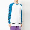 Off-White Men’ s Raglan Sleeve Colorblock Paint Arrow Long Sleeves Colorblock T-Shirt