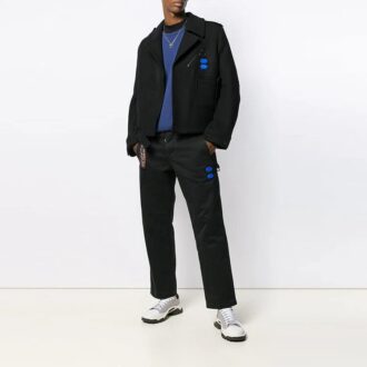 Off-White Men’ s Short Arrow Pattern Suit Jacket Loose Fit Black