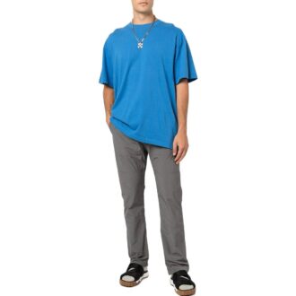 Off-White Men’ s Solid Color Back Large Logo Pullover Round Neck Short Sleeve Blue T-Shirt