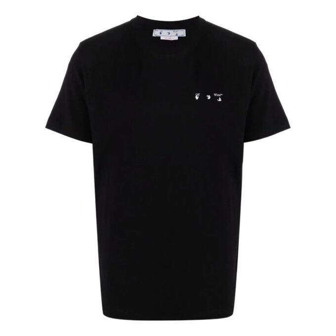 Off-White Men’ s Solid Color Caravaggio Arrow Short Sleeve Black T-Shirt