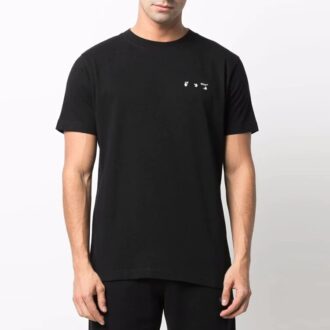 Off-White Men’ s Solid Color Caravaggio Arrow Short Sleeve Black T-Shirt