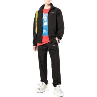 Off-White Men’ s Solid Color Lapel Zipper Jacket Black Off-White Men’ s Solid Color Lapel Zipper Jacket Black
