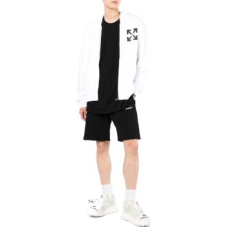 Off-White Men’ s Solid Color Logo Printing Pattern Hooded Zipper Jacket White Off-White Men’ s Solid Color Logo Printing Pattern Hooded Zipper Jacket White