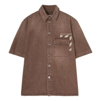 Off-White Men’ s Solid Color Pocket Short Sleeve Version Brown Shirt Off-White Men’ s Solid Color Pocket Short Sleeve Version Brown Shirt