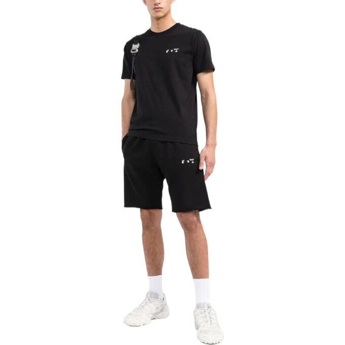 Off-White Men’ s Solid Color Round Neck Short Sleeve Black T-Shirt