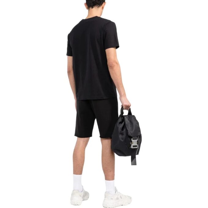 Off-White Men’ s Solid Color Round Neck Short Sleeve Black T-Shirt