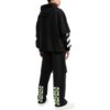 Off-White Men’ s Solid Color Stripe Printing Design Hooded Long Sleeves Black