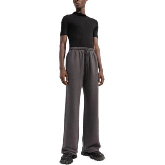 Off-White Men’ s Solid Color Stripe Printing Loose Straight Sports Pants/Trousers/Joggers Gray