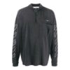 Off-White Men’ s SS21 Arrow Logo Pattern Half Zipper Long Sleeves Loose Fit Dark Grey T-Shirt