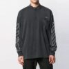Off-White Men’ s SS21 Arrow Logo Pattern Half Zipper Long Sleeves Loose Fit Dark Grey T-Shirt