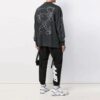 Off-White Men’ s SS21 Arrow Logo Pattern Half Zipper Long Sleeves Loose Fit Dark Grey T-Shirt