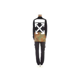 Off-White Men’ s SS21 Camouflage Colorblock Buckle Long Sleeves Jacket Loose Fit Black