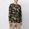Off-White Men’ s SS21 Camouflage Printing Loose Long Sleeves Green T-Shirt