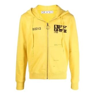 Off-White Men’ s SS21 Casual Logo Printing Zipper Ordinary Version Black