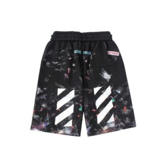Off-White Men’ s SS21 Casual Starry Sky Splash Ink Shorts Black