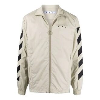 Off-White Men’ s SS21 Diagonal Stripes Pattern Printing Jacket Beige