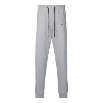 Off-White Men’ s SS21 Drawstring Logo Yellow Arrow Sports Pants/Trousers/Joggers Slim Fit Gray