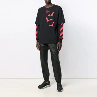 Off-White Men’ s SS21 Elastic Waistband Solid Color Sports Pants/Trousers/Joggers Loose Fit Black