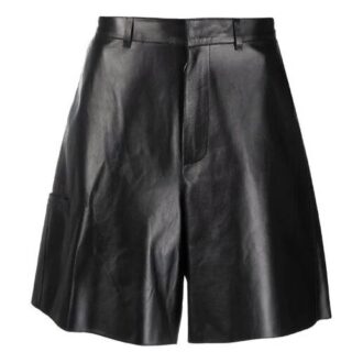 Off-White Men’ s SS21 Leather Cargo Shorts Loose Fit Black