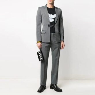Off-White Men’ s SS21 Logo Gray Long Pants/Trousers