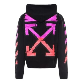 Off-White Men’ s SS21 Logo Printing Long Sleeves Loose Fit “Black Fuchsia”