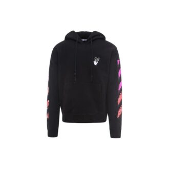 Off-White Men’ s SS21 Logo Printing Long Sleeves Loose Fit “Black Fuchsia”