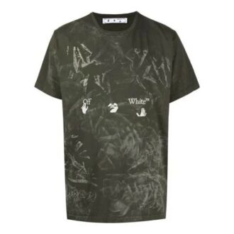 Off-White Men’ s SS21 Logo Short Sleeve Green T-Shirt