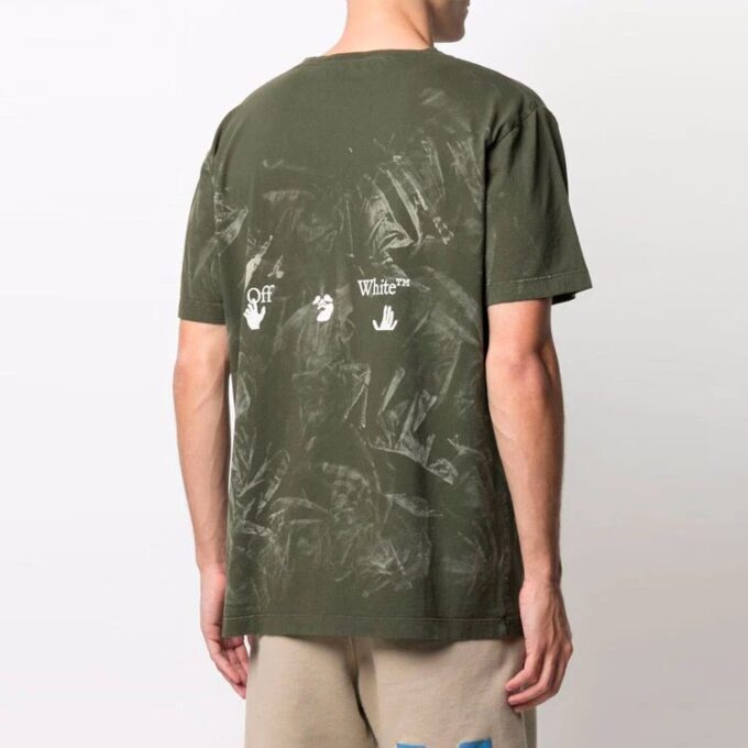 Off-White Men’ s SS21 Logo Short Sleeve Green T-Shirt