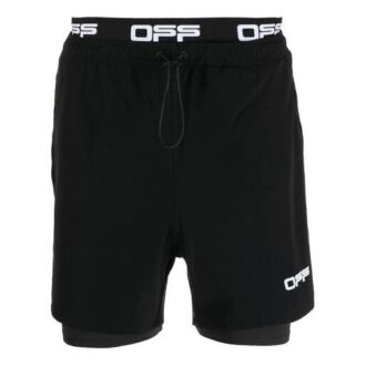 Off-White Men’ s SS21 Loose Alphabet Waist Cycling Shorts Black